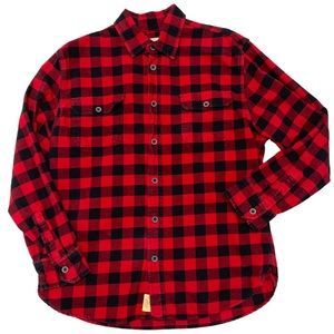 Jachs NY Flannel Shirt Mens Large Red Plaid Button Up w/ Pockets Long Sleeve